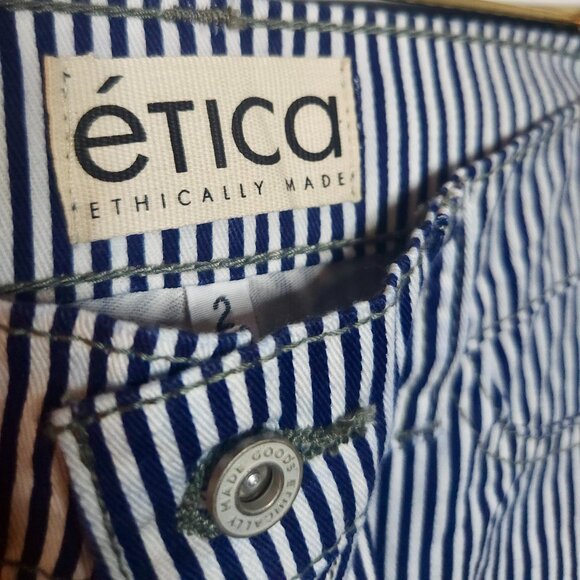 ÉTICA Denim Straight Leg Jean Nautical Stripe Sustainable Luxe NWT | MSRP $258 - Picture 2 of 4